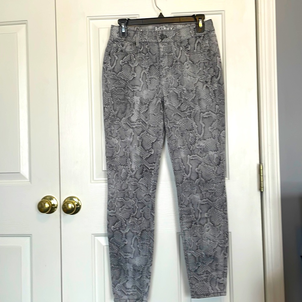 White House Black Market snake skin jean size 2